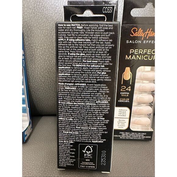 Sally Hansen Ring Pop Green and Blue and French Tip Coffin Shape Nails New - Picture 4 of 5